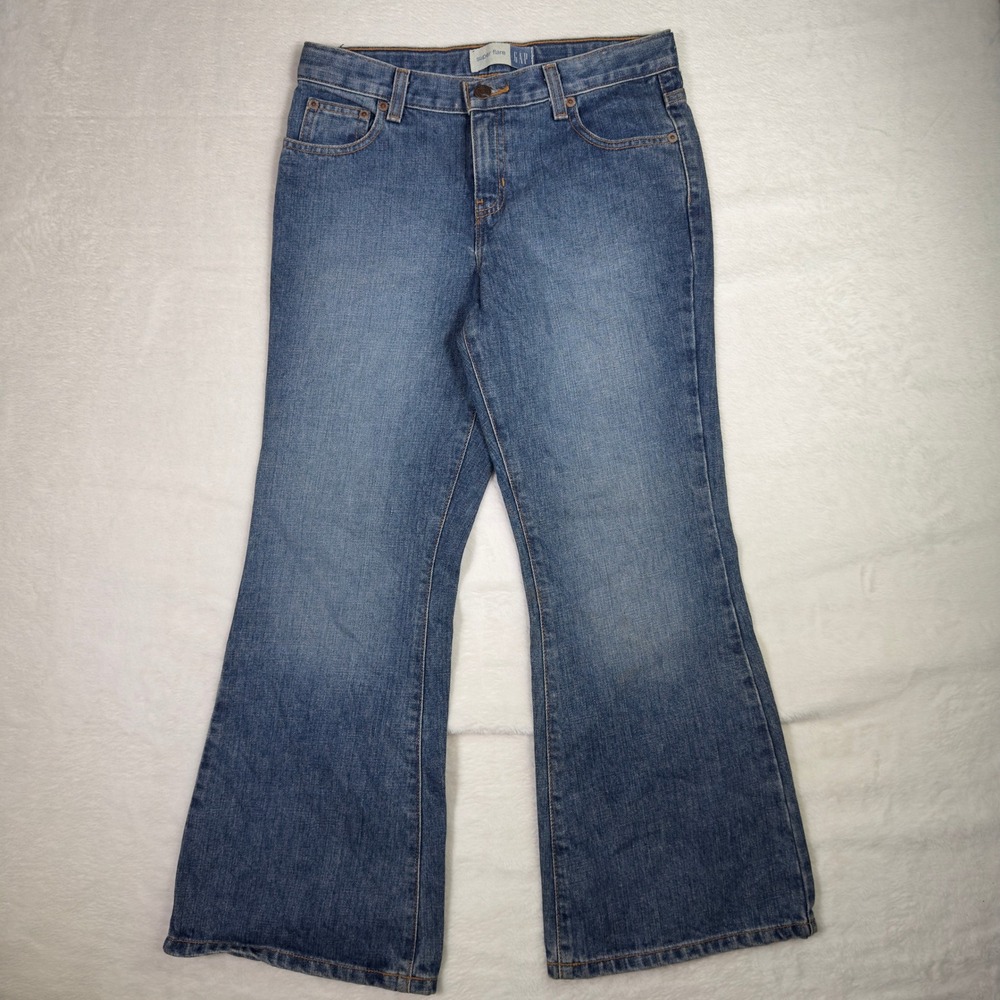 GAP Super‎ Flare Jeans Women's Size 10 Plus Blue Denim Cotton Blend Flare Leg